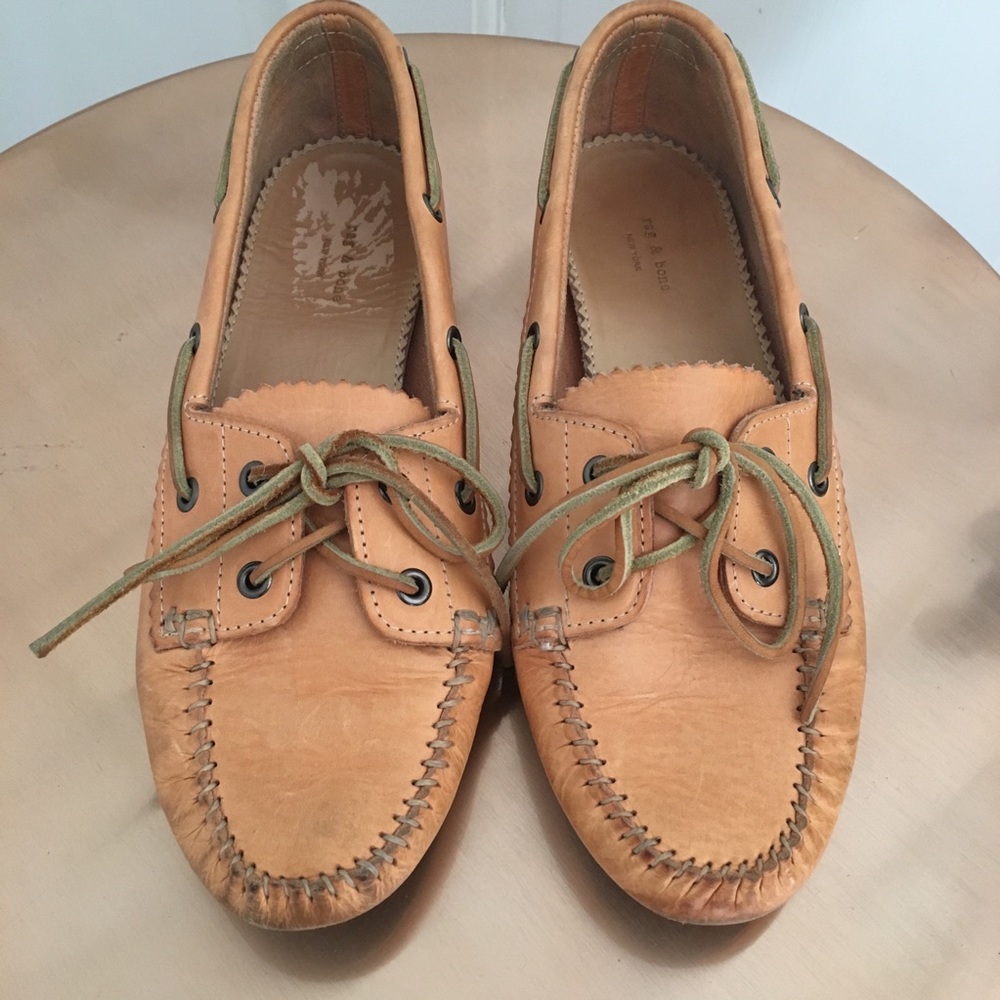 Rag and Bone Tan Leather Loafers Boat Shoe Size 8